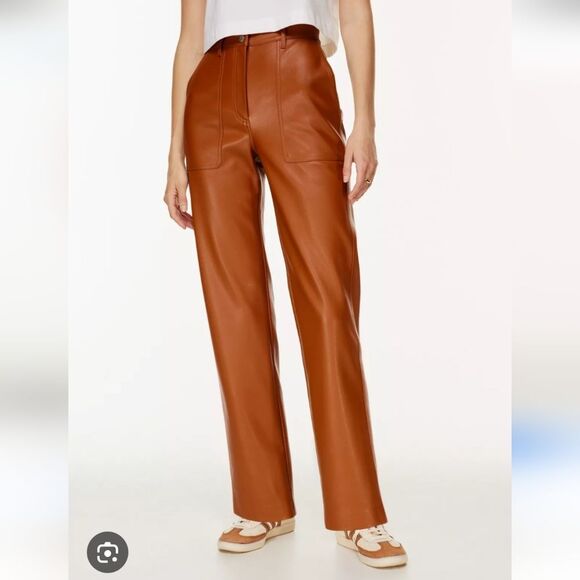 Wilfred Free Lucy Vegan Leather Utility Pants Chestnut Brown Size 10 - Picture 14 of 14